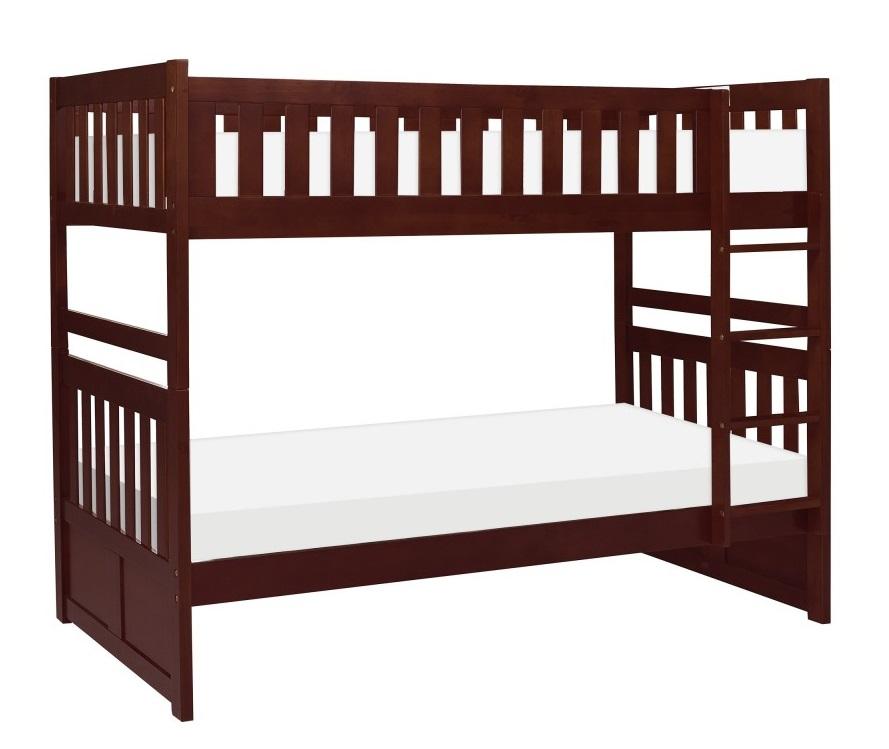 Homelegance Rowe Twin/Twin Bunk Bed in Dark Cherry B2013DC-1* - Half Price Furniture