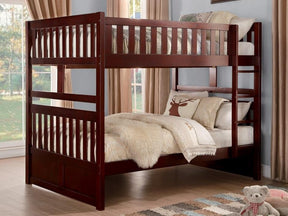 Homelegance Rowe Full/Full Bunk Bed in Dark Cherry B2013FFDC-1* Half Price Furniture