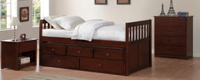 Homelegance Rowe Twin/Twin Trundle Bed w/ Two Storage Drawers in Dark Cherry B2013PRDC-1* - Half Price Furniture