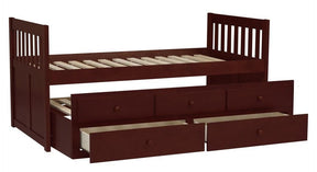 Homelegance Rowe Twin/Twin Trundle Bed w/ Two Storage Drawers in Dark Cherry B2013PRDC-1* - Half Price Furniture