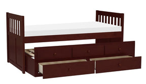 Homelegance Rowe Twin/Twin Trundle Bed w/ Two Storage Drawers in Dark Cherry B2013PRDC-1* - Half Price Furniture