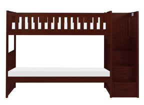 Homelegance Rowe Bunk Bed w/ Reversible Step Storage in Dark Cherry B2013SBDC-1* - Half Price Furniture