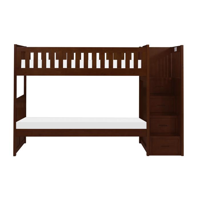 Homelegance Rowe Bunk Bed w/ Reversible Step Storage in Dark Cherry B2013SBDC-1* Half Price Furniture