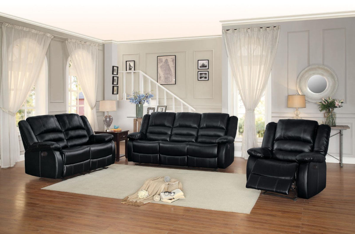 Homelegance Furniture Jarita Double Reclining Sofa in Black - Half Price Furniture