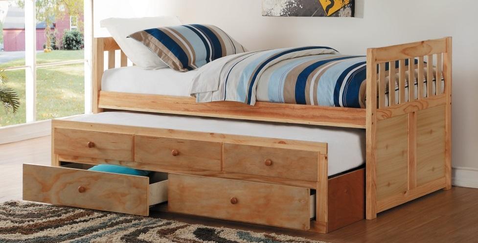 Homelegance Bartly Twin/Twin Trundle Bed w/ 2 Storage Drawers in Natural B2043PR-1* - Half Price Furniture