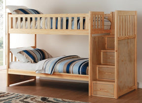 Homelegance Bartly Bunk Bed w/ Reversible Storage in Natural B2043SB-1* - Half Price Furniture