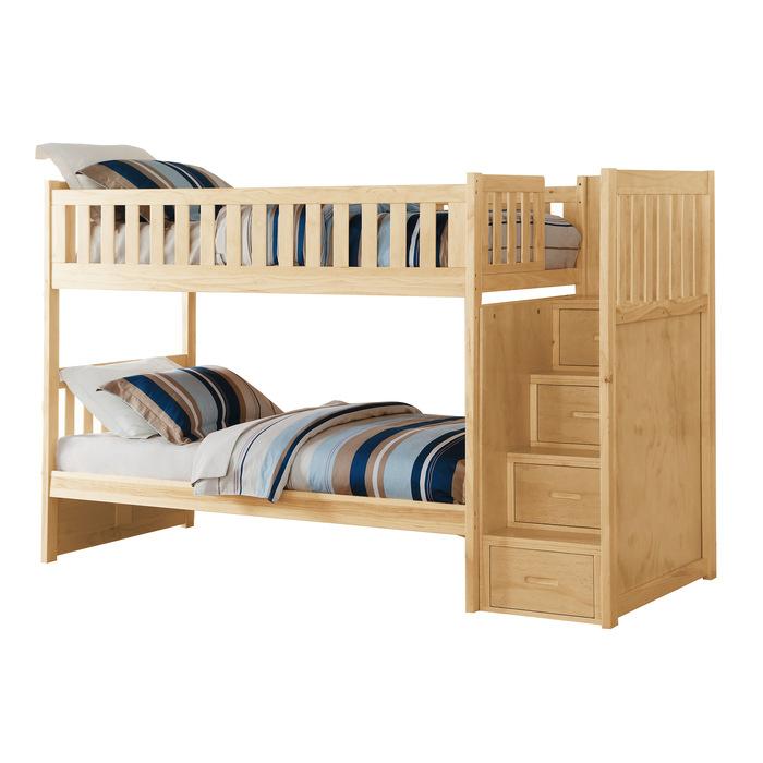 Homelegance Bartly Bunk Bed w/ Reversible Storage in Natural B2043SB-1* Half Price Furniture