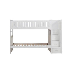 Homelegance Galen Bunk Bed w/ Reversible Step Storage in White B2053SBW-1* Half Price Furniture