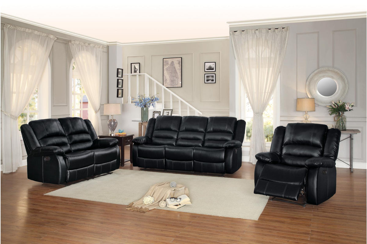 Homelegance Furniture Jarita Double Reclining Loveseat in Black - Half Price Furniture