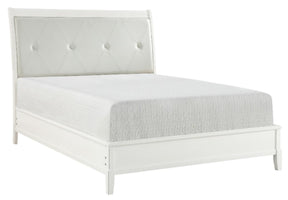 Homelegance Cotterill King Upholstered Sleigh Bed in Antique White 1730KWW-1EK* - Half Price Furniture