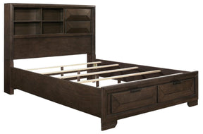 Homelegance Chesky King Bookcase Bed with Footboard Storage in Warm Espresso 1753K-1EK* - Half Price Furniture