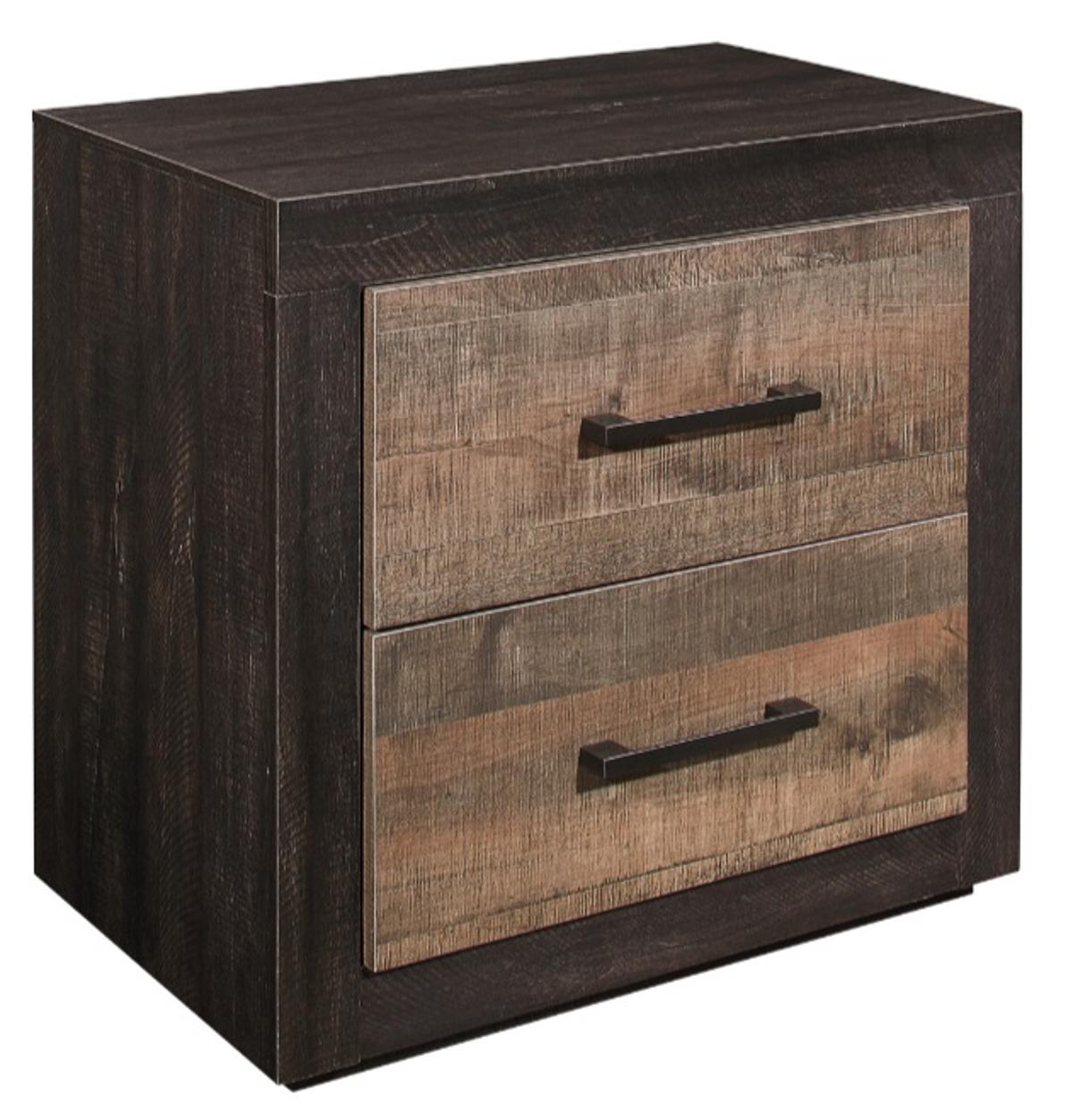 Homelegance Miter Nightstand in Rustin Mahogany & Dark Ebony 1762-4 - Nightstand - Half Price Furniture