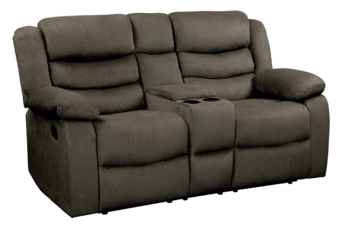 Homelegance Furniture Discus Double Reclining Loveseat in Brown 9526BR-2 Half Price Furniture