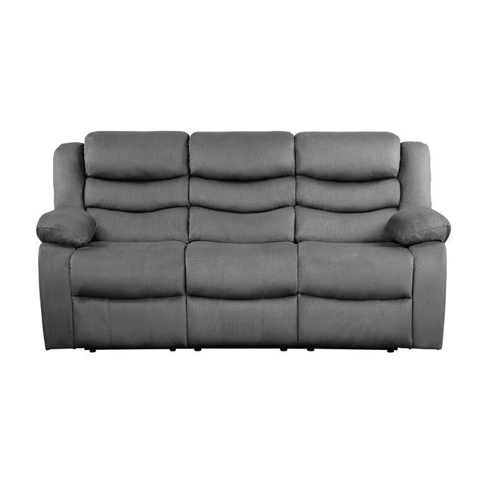 Homelegance Furniture Discus Double Reclining Sofa in Gray 9526GY-3 Half Price Furniture