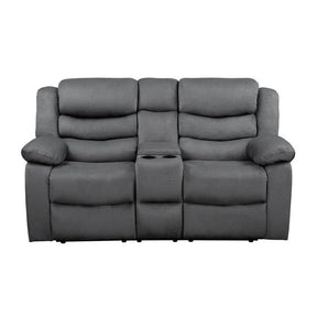 Homelegance Furniture Discus Double Reclining Loveseat in Gray 9526GY-2 Half Price Furniture