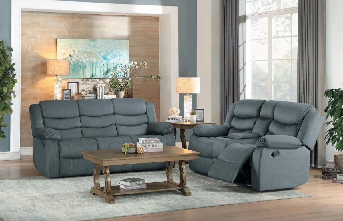 Homelegance Furniture Discus Double Reclining Loveseat in Gray 9526GY-2 - Half Price Furniture