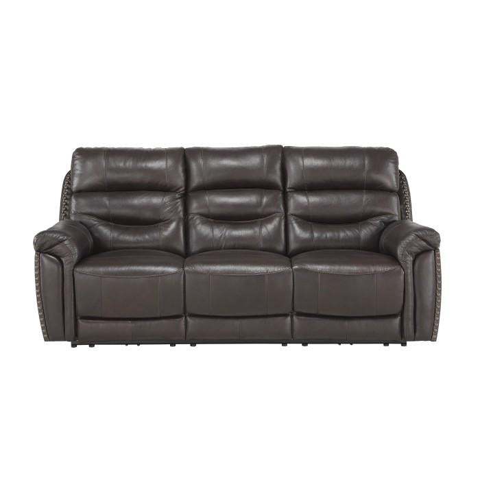 Homelegance Furniture Lance Power Double Reclining Sofa with Power Headrests in Brown 9527BRW-3PWH Half Price Furniture