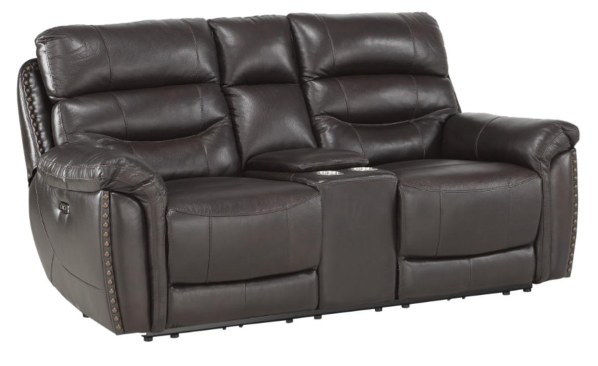 Homelegance Furniture Lance Power Double Reclining Loveseat with Power Headrests in Brown 9527BRW-2PWH - Loveseat - Half Price Furniture