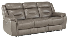 Homelegance Furniture Danio Power Double Reclining Sofa with Power Headrests in Brownish Gray 9528BRG-3PWH - Half Price Furniture