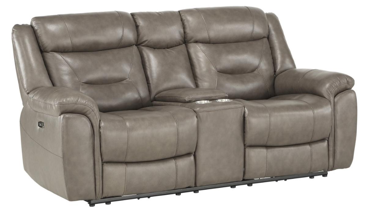 Homelegance Furniture Danio Power Double Reclining Loveseat with Power Headrests in Brownish Gray 9528BRG-2PWH - Half Price Furniture