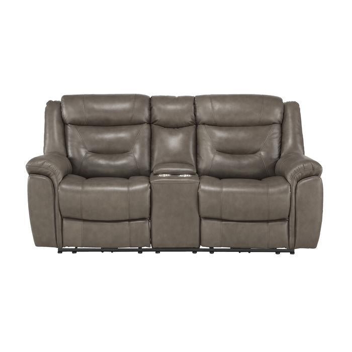 Homelegance Furniture Danio Power Double Reclining Loveseat with Power Headrests in Brownish Gray 9528BRG-2PWH Half Price Furniture