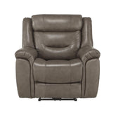 Homelegance Furniture Danio Power Double Reclining Chair with Power Headrests in Brownish Gray 9528BRG-1PWH Half Price Furniture