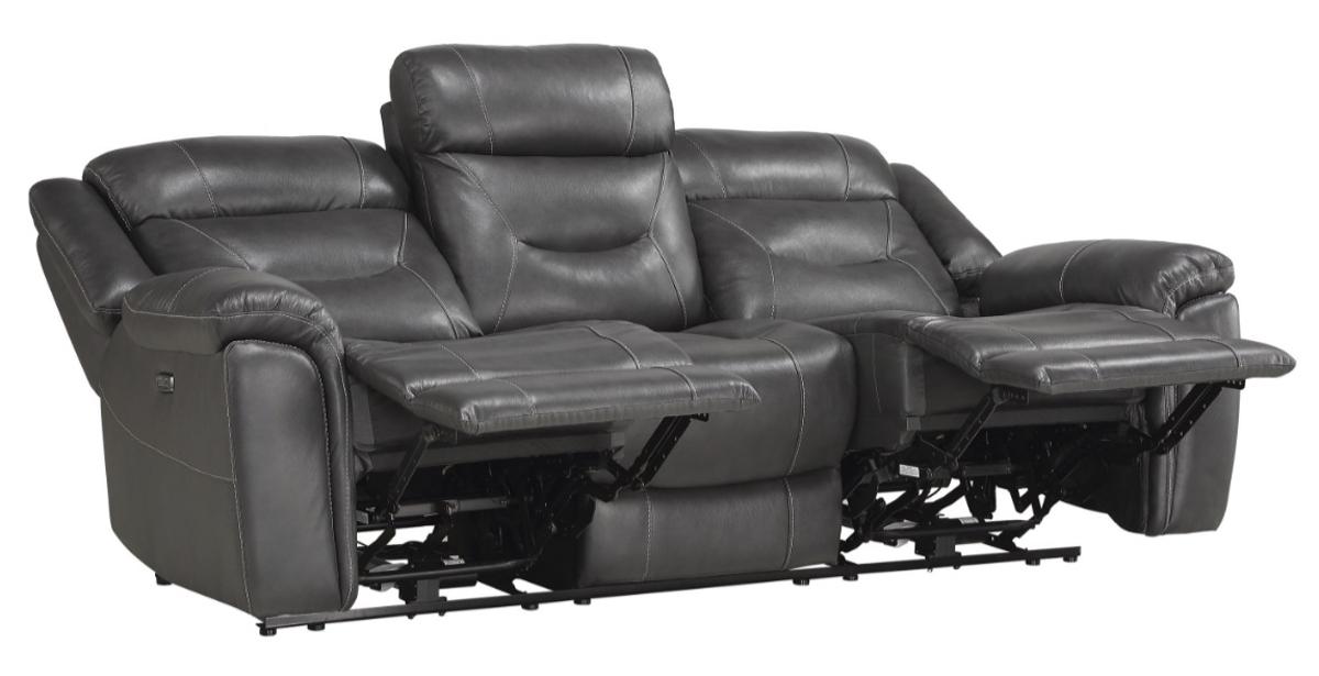 Homelegance Furniture Danio Power Double Reclining Sofa with Power Headrests in Dark Gray 9528DGY-3PWH - Half Price Furniture