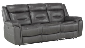 Homelegance Furniture Danio Power Double Reclining Sofa with Power Headrests in Dark Gray 9528DGY-3PWH - Half Price Furniture