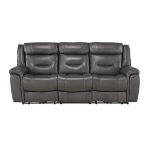 Homelegance Furniture Danio Power Double Reclining Sofa with Power Headrests in Dark Gray 9528DGY-3PWH Half Price Furniture