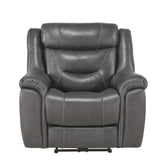 Homelegance Furniture Danio Power Double Reclining Chair with Power Headrests in Dark Gray 9528DGY-1PWH Half Price Furniture