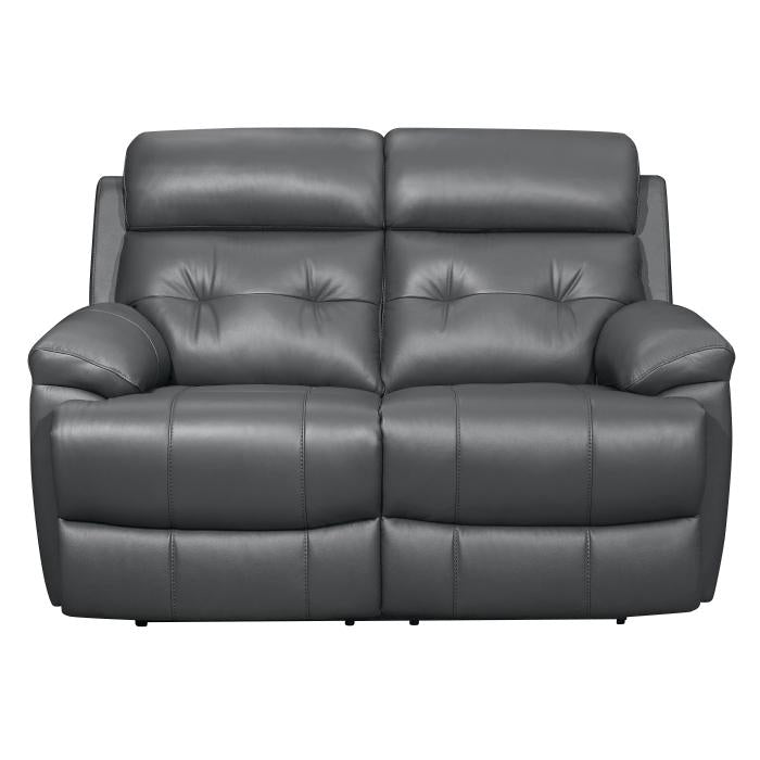 Homelegance Furniture Lambent Double Reclining Loveseat in Dark Gray Half Price Furniture