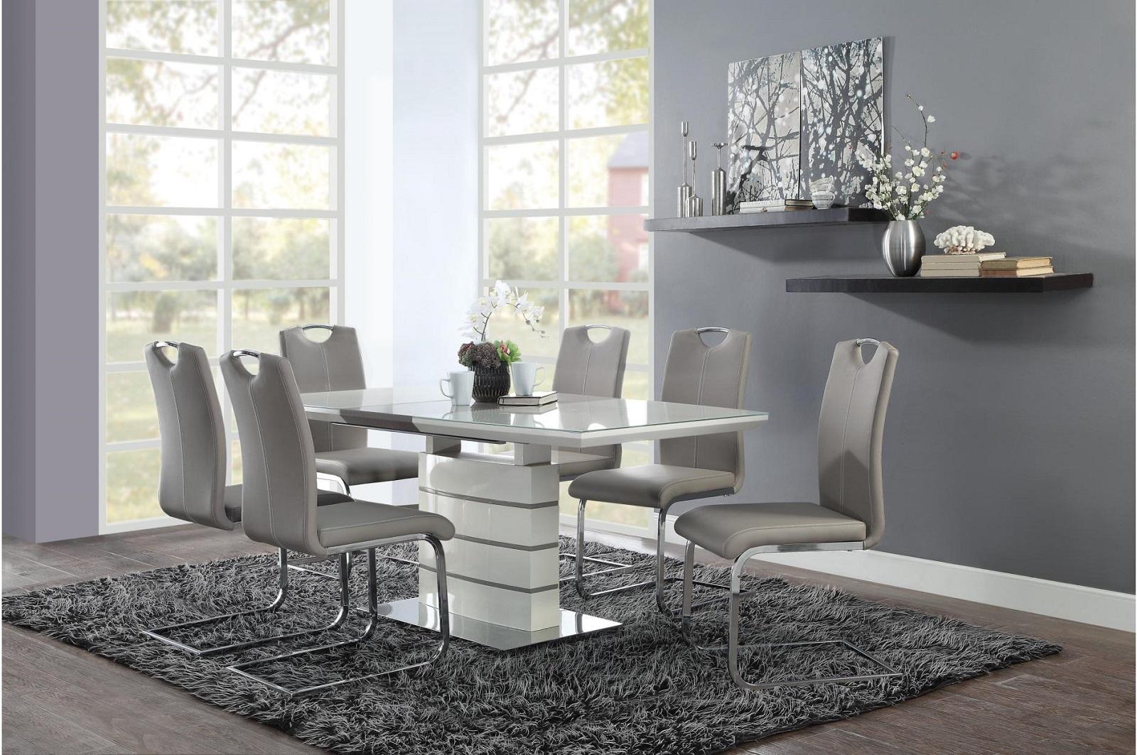 Homelegance Glissand Dining Table in White & Gray 5599-71* - Half Price Furniture