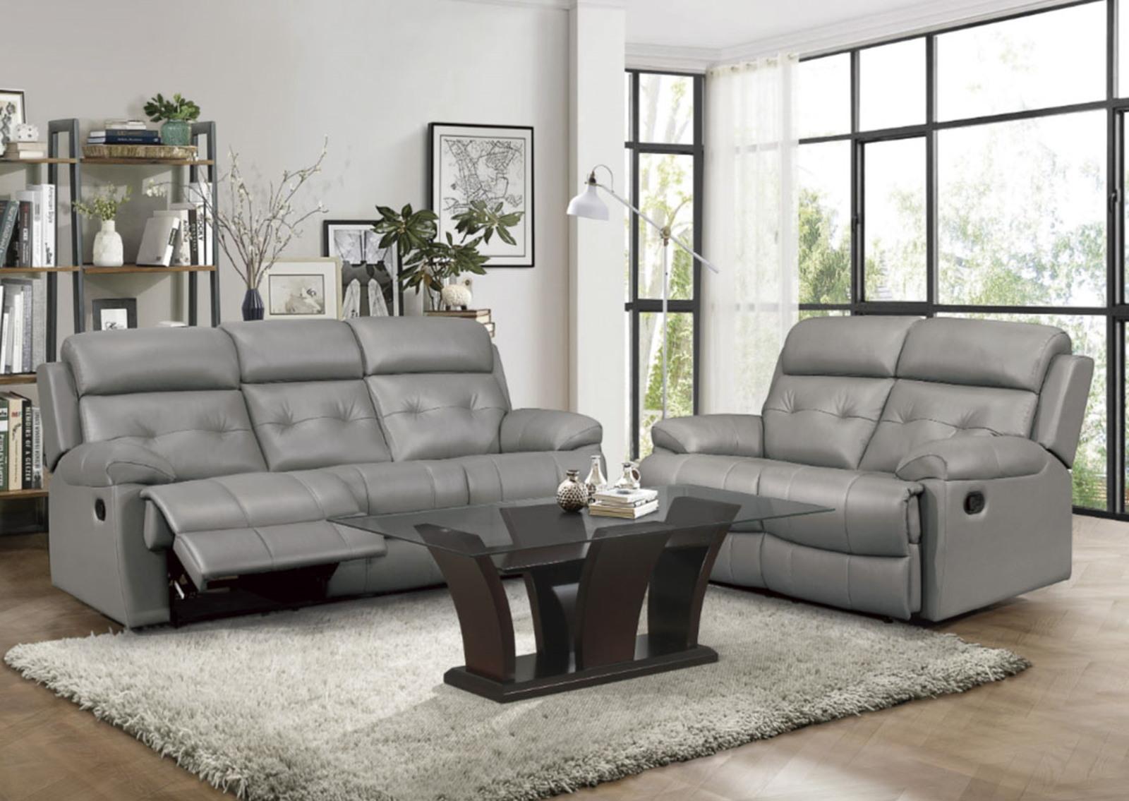 Homelegance Furniture Lambent Double Reclining Loveseat in Gray - Half Price Furniture