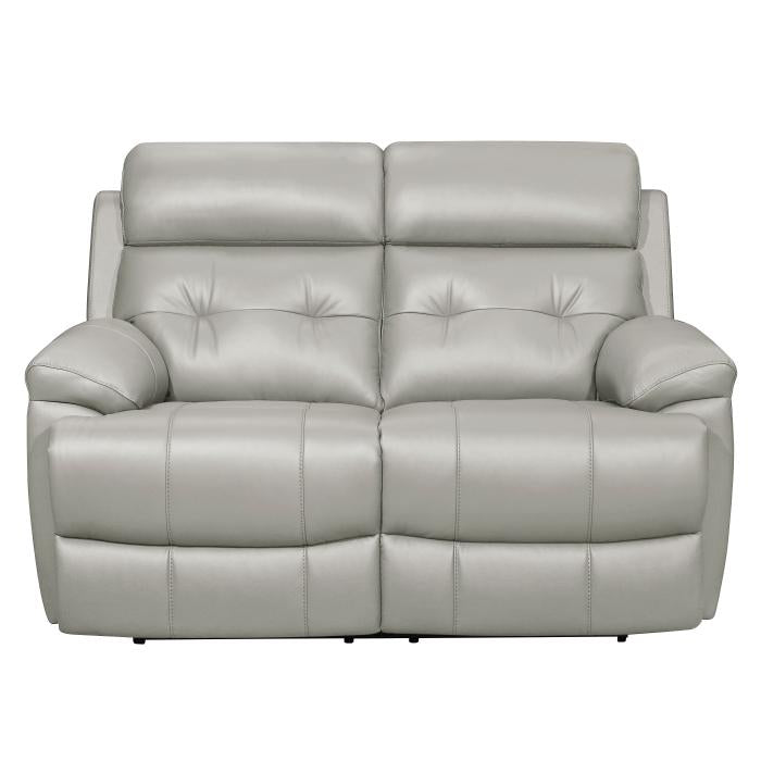 Homelegance Furniture Lambent Double Reclining Loveseat in Silver Gray Half Price Furniture