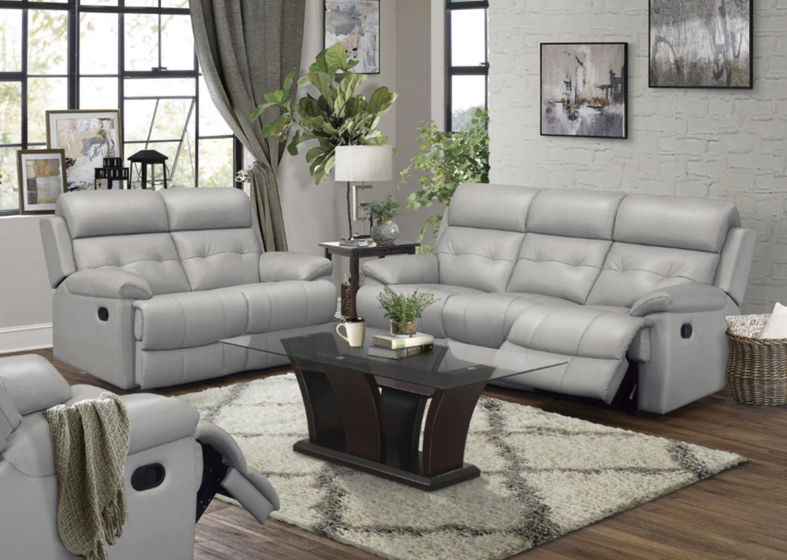 Homelegance Furniture Lambent Double Reclining Loveseat in Silver Gray - Half Price Furniture