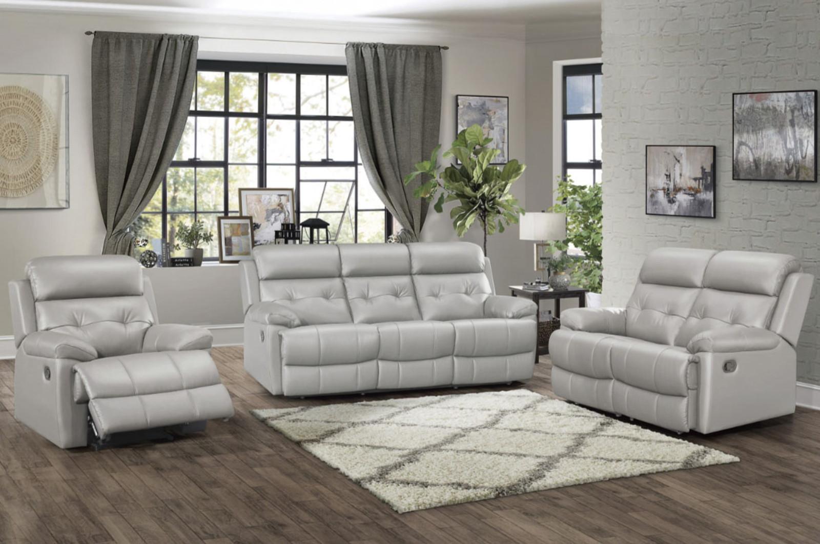 Homelegance Furniture Lambent Double Reclining Loveseat in Silver Gray - Half Price Furniture