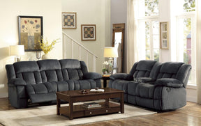 Homelegance Furniture Laurelton Double Glider Reclining Loveseat w/ Center Console in Charcoal 9636CC-2 - Half Price Furniture