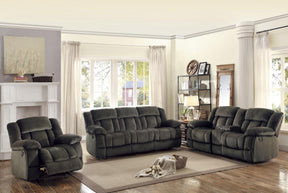 Homelegance Furniture Laurelton Double Glider Reclining Loveseat w/ Center Console in Chocolate 9636-2 - Half Price Furniture