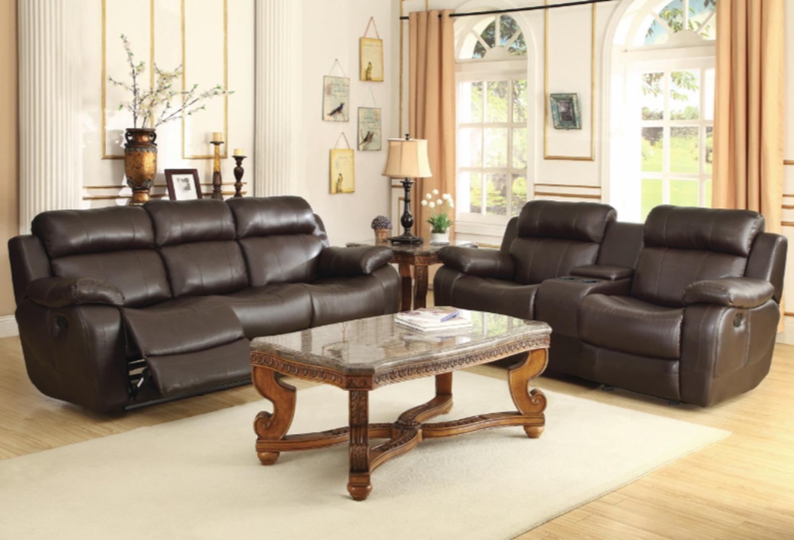 Homelegance Furniture Marille Double Glider Reclining Loveseat with Center Console in Brown - Half Price Furniture