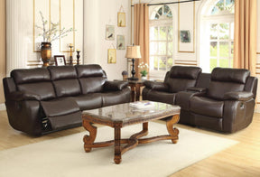 Homelegance Furniture Marille Double Glider Reclining Loveseat with Center Console in Brown - Half Price Furniture