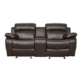 Homelegance Furniture Marille Double Glider Reclining Loveseat with Center Console in Brown Half Price Furniture