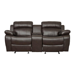 Homelegance Furniture Marille Double Glider Reclining Loveseat with Center Console in Brown Half Price Furniture