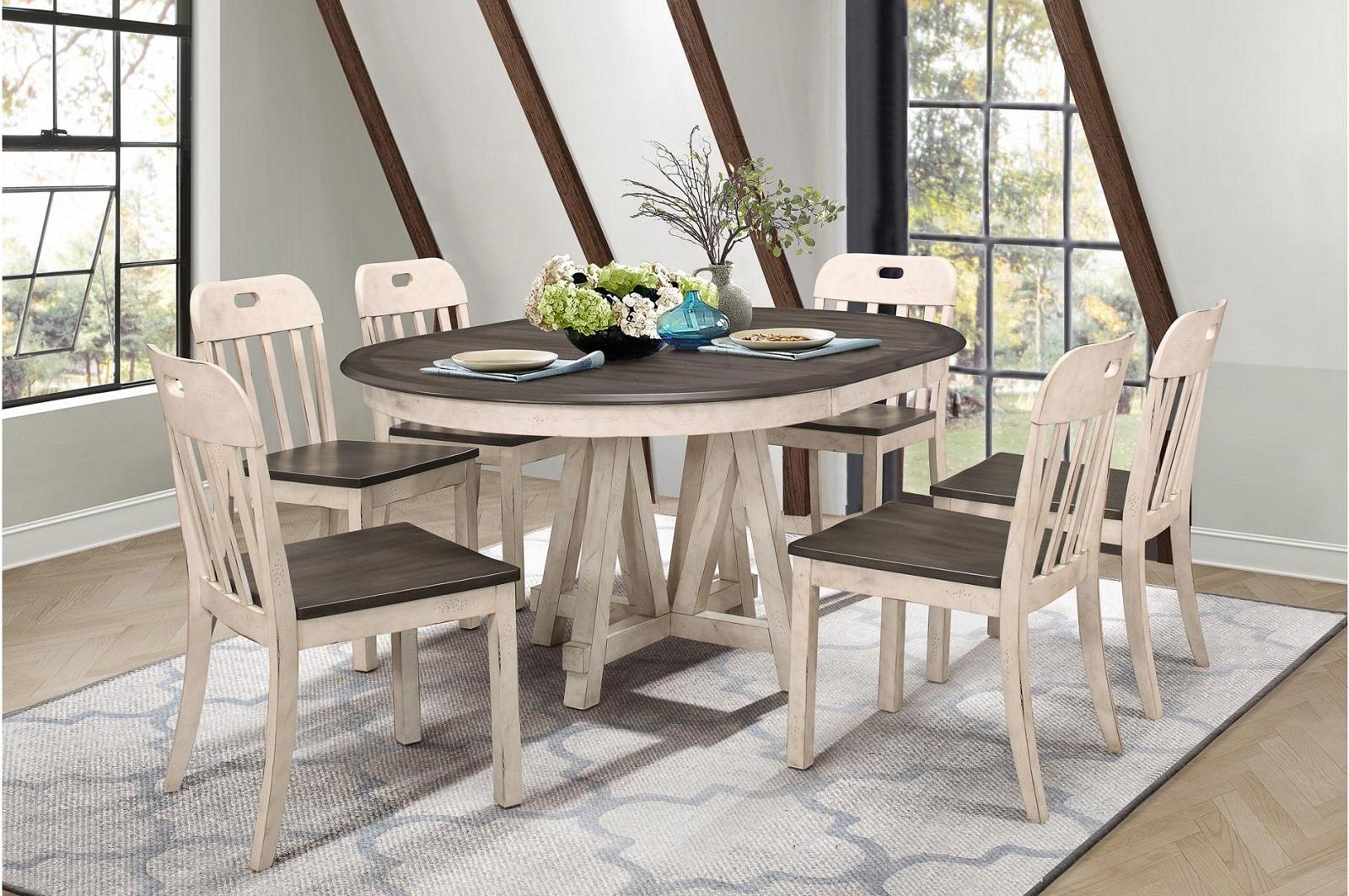 Homelegance Clover Round Dining Table in White and Gray 5656-66* - Dining Table - Half Price Furniture