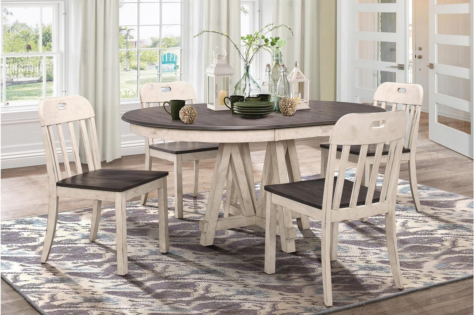 Homelegance Clover Round Dining Table in White and Gray 5656-66* Half Price Furniture