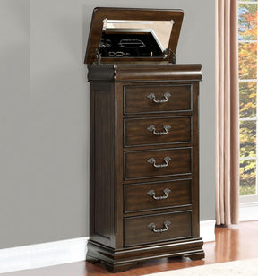 Homelegance Mont Belvieu Lift-Top Lingerie Chest in Dark Cherry 1869-12 - Half Price Furniture