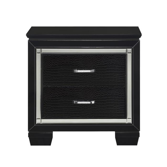 Homelegance Allura Nightstand in Black 1916BK-4 Half Price Furniture