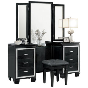 Homelegance Allura Vanity Dresser with Mirror in Black 1916BK-15* Half Price Furniture