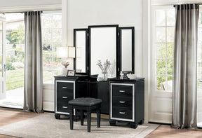 Homelegance Allura Vanity Dresser with Mirror in Black 1916BK-15* - Dresser - Half Price Furniture