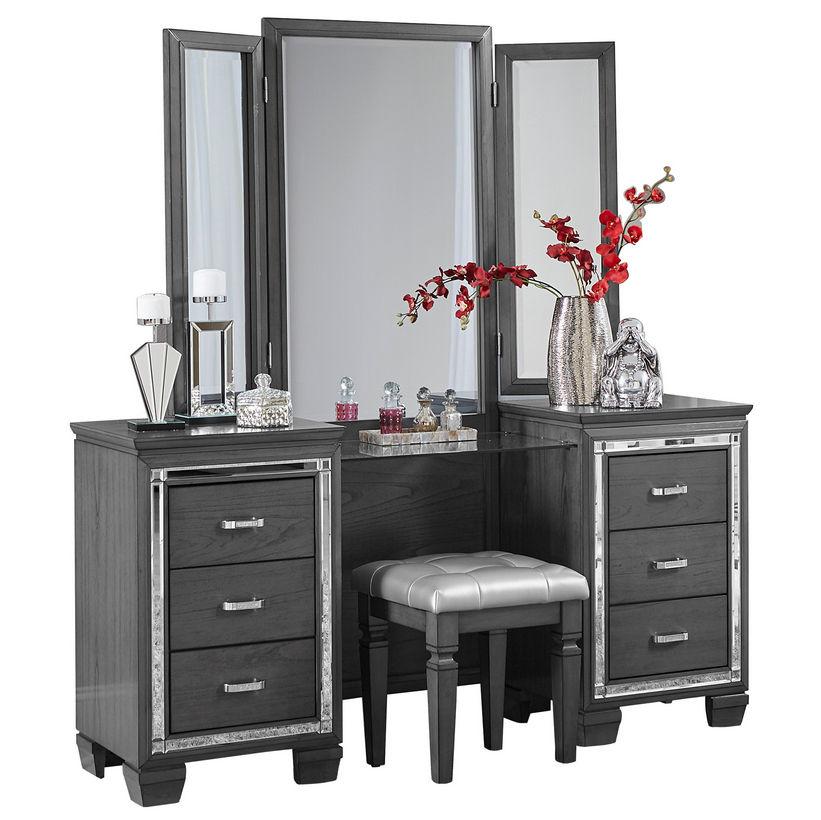 Homelegance Allura Vanity Stool in Gray 1916GY-14 - Stool - Half Price Furniture