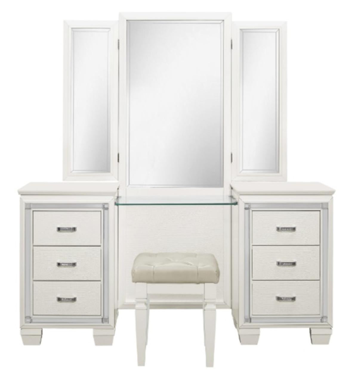 Homelegance Allura Vanity Stool in White 1916W-14 - Stool - Half Price Furniture